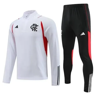 23-24 Flamengo white half zipper sweater tracksuit size S-2XL