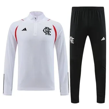 23-24 Flamengo white half zipper sweater tracksuit size S-2XL
