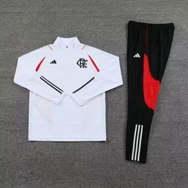 23-24 Flamengo white half zipper sweater tracksuit size S-2XL