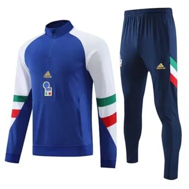 23-24 Italy blue with white half zipper sweater tracksuit size S-2XL