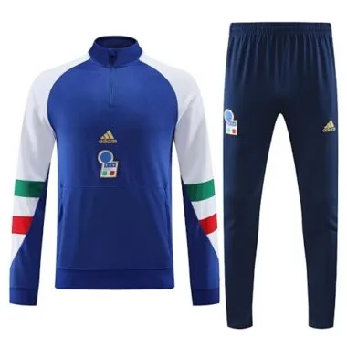 23-24 Italy blue with white half zipper sweater tracksuit size S-2XL