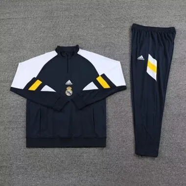 23-24 Real Madrid navy blue with white half zipper sweater tracksuit size S-2XL