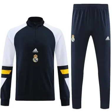 23-24 Real Madrid navy blue with white half zipper sweater tracksuit size S-2XL