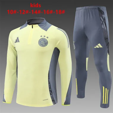 kids kit 24-25 Ajax light yellow with gray half zipper training tracksuit