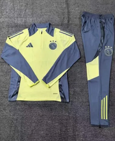 kids kit 24-25 Ajax light yellow with gray half zipper training tracksuit