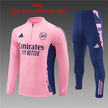 kids kit 24-25 Arsenal pink with blue half zipper training tracksuit