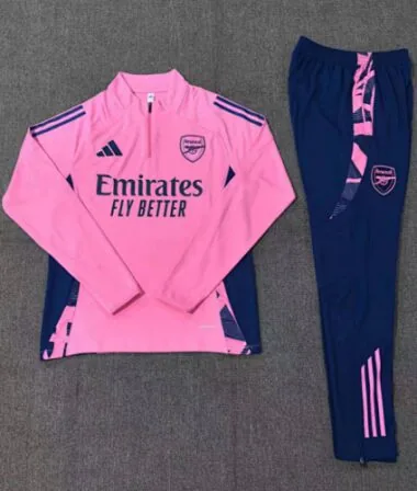 kids kit 24-25 Arsenal pink with blue half zipper training tracksuit