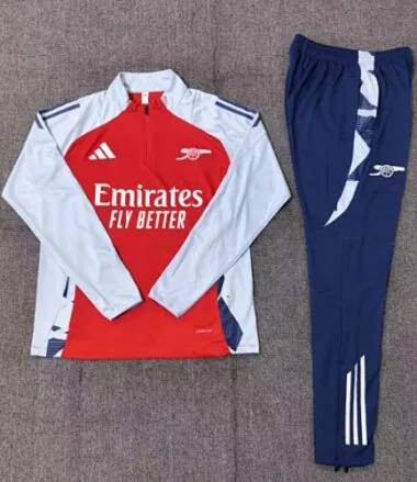 kids kit 24-25 Arsenal red with white half zipper training tracksuit
