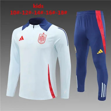 kids kit 24-25 Spain light blue with red stripe half zipper training tracksuit