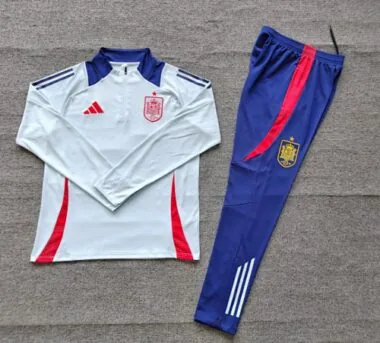 kids kit 24-25 Spain light blue with red stripe half zipper training tracksuit