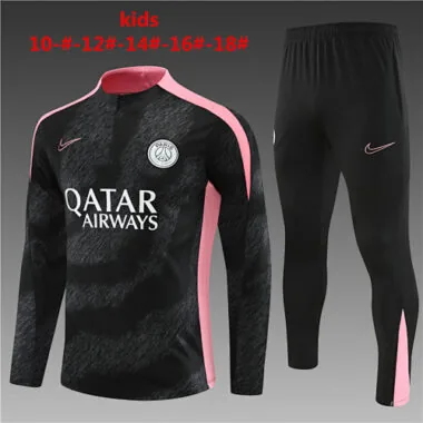 kids kit 24-25 PS G camouflage black with pink half zipper training tracksuit