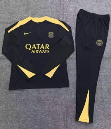 kids kit player version 24-25 PS G black with gold half zipper training tracksuit