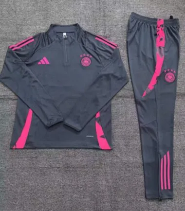 kids kit 24-25 Germany dark gray with pink half zipper training tracksuit