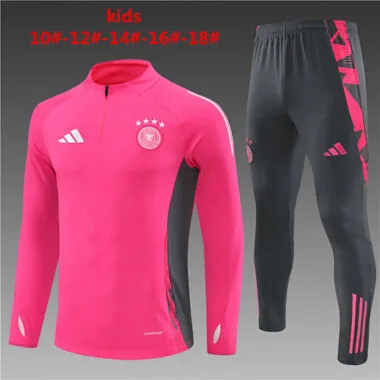 Kids kit 24-25 Germany pink with gray half zipper training tracksuit