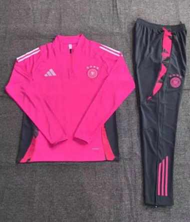 Kids kit 24-25 Germany pink with gray half zipper training tracksuit