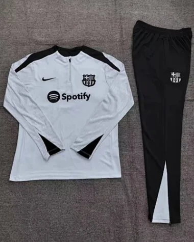 kids kit player version 24-25 Bar light gray with black half zipper training tracksuit
