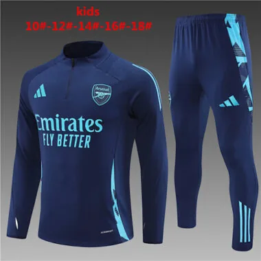 kids kit 24-25 Arsenal navy blue half zipper training tracksuit