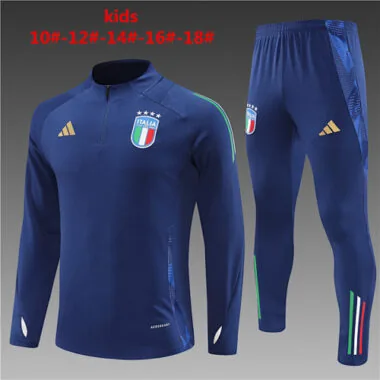 kids kit 24-25 Italy color blue half zipper training tracksuit