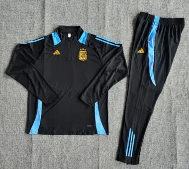 kids kit 24-25 Argentina black with blue half zipper training tracksuit