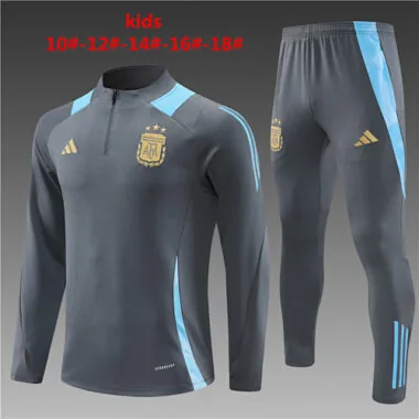 kids kit 24-25 Argentina dark gray half zipper training tracksuit
