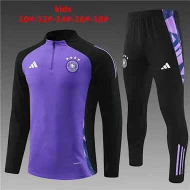 kids kit 24-25 Germany purple with black half zipper training tracksuit