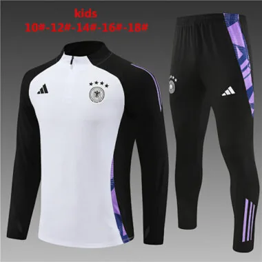 kids kit 24-25 Germany white with black half zipper training tracksuit