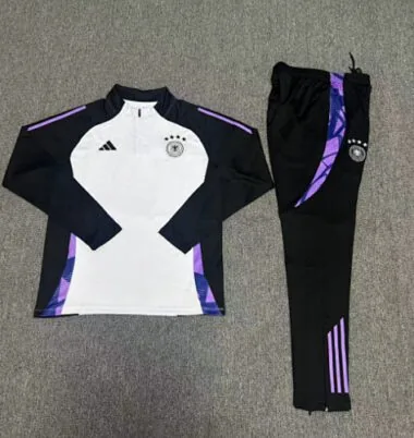 kids kit 24-25 Germany white with black half zipper training tracksuit