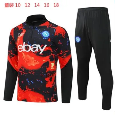 kids kit 24-25 Napoli black with orange half zipper training tracksuit