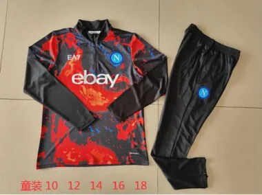 kids kit 24-25 Napoli black with orange half zipper training tracksuit