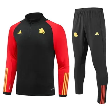kids kit 23-24 Roma black with red half zipper training tracksuit