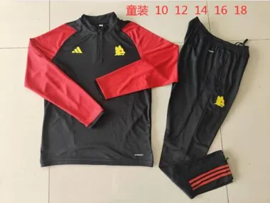 kids kit 23-24 Roma black with red half zipper training tracksuit