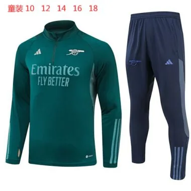 kids kit 23-24 Arsenal green half zipper training tracksuit