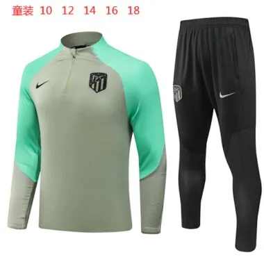 kids kit 23-24 ATM green stripe half zipper training tracksuit