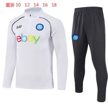 kids kit 23-24 Napoli white half zipper sweater tracksuit