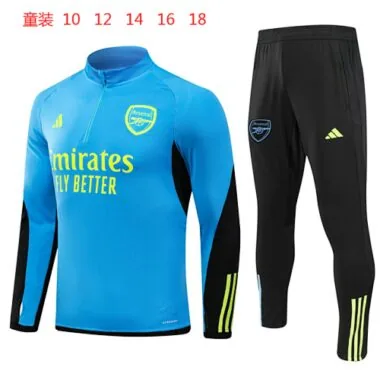 kids kit 23-24 Arsenal blue with black half zipper training tracksuit