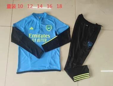 kids kit 23-24 Arsenal blue with black half zipper training tracksuit