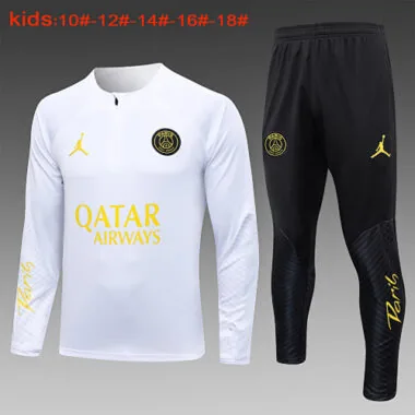 E757# kids kit 23-24 PS G Jrdan white half zipper sweater tracksuit