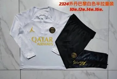 E757# kids kit 23-24 PS G Jrdan white half zipper sweater tracksuit