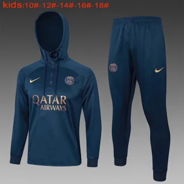 E751# kids kit 23-24 PS G navy blue half zipper hoodie sweater tracksuit