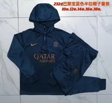 E751# kids kit 23-24 PS G navy blue half zipper hoodie sweater tracksuit