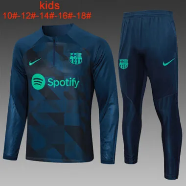 E724# kids kit 2023/24 Bar navy blue half zipper training tracksuit