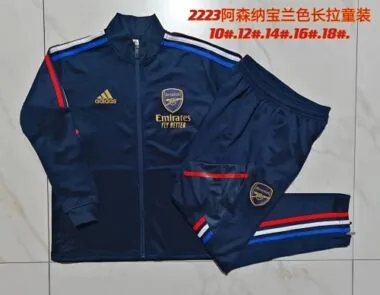 E722# kids kit 23-24 Arsenal navy blue soccer jacket tracksuit