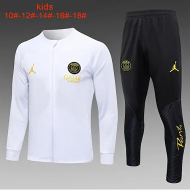 E721# kids kit 2023/24 Bar white full zipper jacket tracksuit