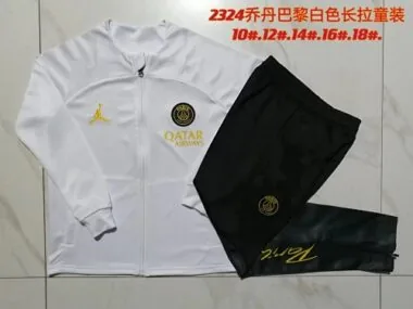 E721# kids kit 2023/24 Bar white full zipper jacket tracksuit