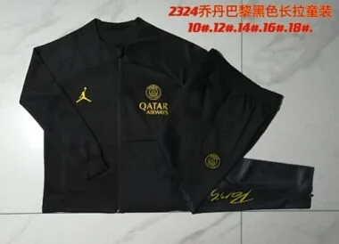 E720# kids kit 23-24 Bar black full zipper jacket tracksuit