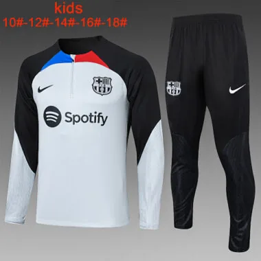 E727# kids kit 23-24 Bar light gray with black half zipper sweater tracksuit