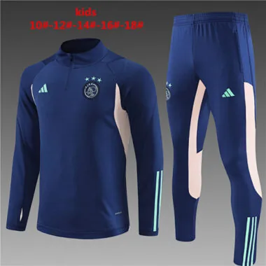 kids kit 23-24 Ajax navy blue with pink half zipper sweater tracksuit