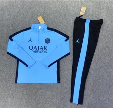kids kit 23-24 PS G Jrdan blue with black stripe half zipper sweater tracksuit