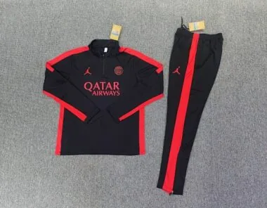 kids kit 23-24 PS G black with red stripe half zipper sweater tracksuit