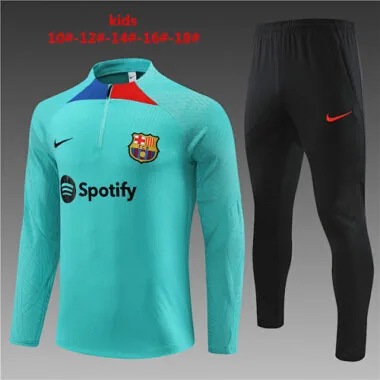 kids kit player version 23-24 Bar lake blue half zipper sweater tracksuit